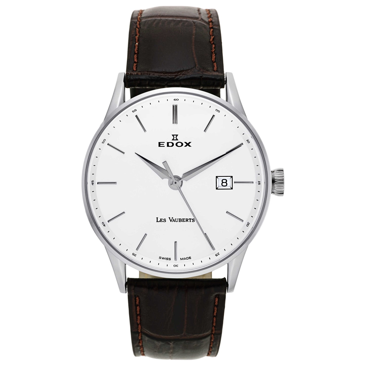 Front view of Edox Les Vauberts Men's Swiss Quartz (Battery-Powered) Watch 70172-3B-AIN
