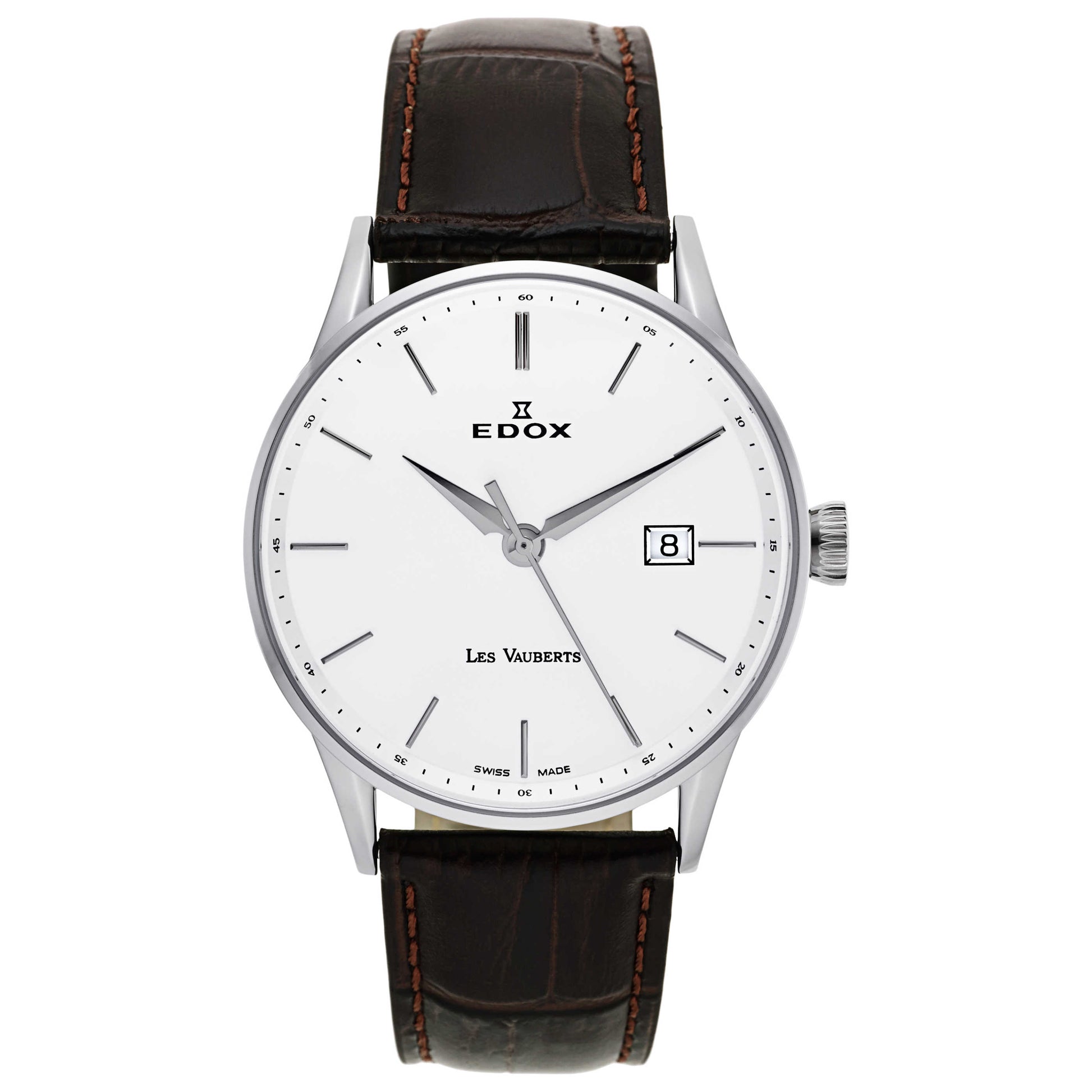 Front view of Edox Les Vauberts Men's Swiss Quartz (Battery-Powered) Watch 70172-3B-AIN