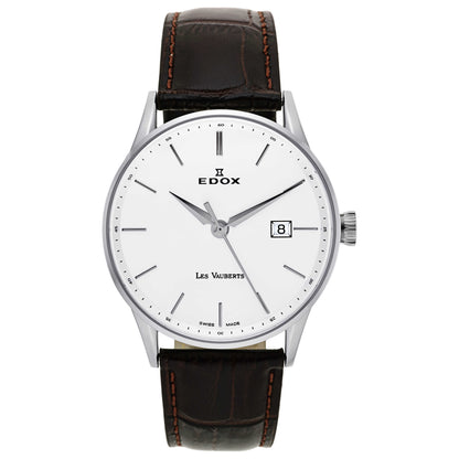 Front view of Edox Les Vauberts Men's Swiss Quartz (Battery-Powered) Watch 70172-3B-AIN