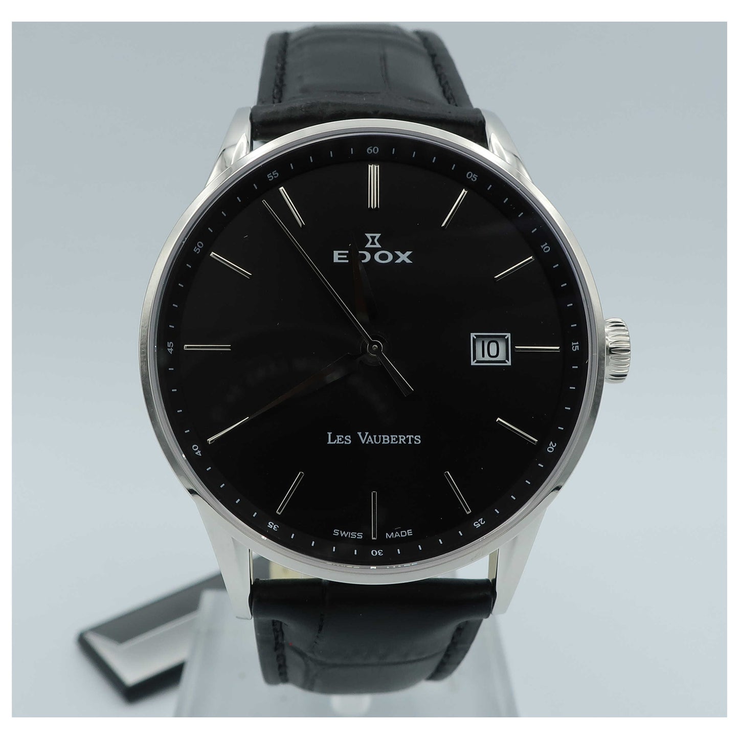Front view of Edox Les Vauberts Men's Swiss Quartz (Battery-Powered) Watch 70172-3N-NIN-SD