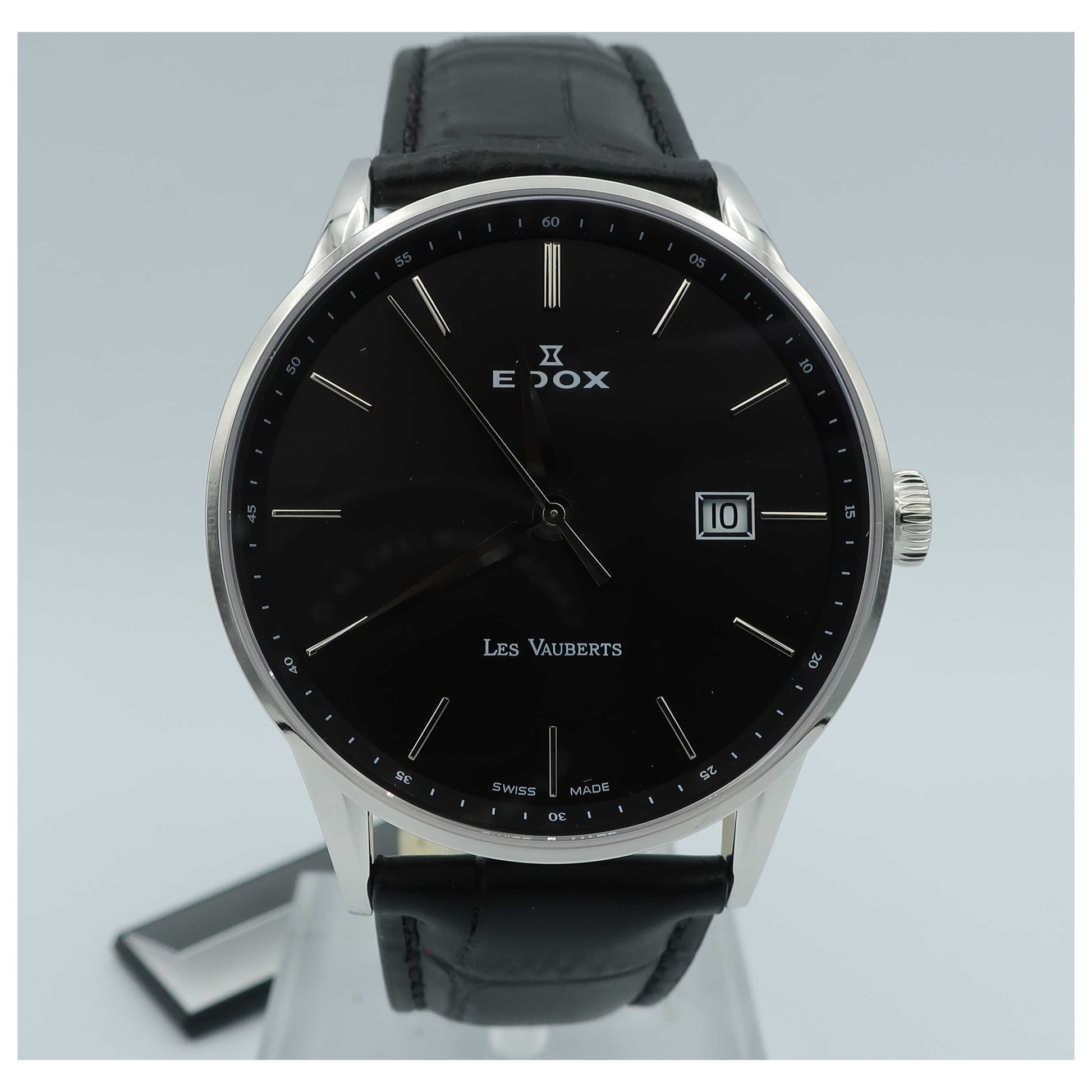 Front view of Edox Les Vauberts Men's Swiss Quartz (Battery-Powered) Watch 70172-3N-NIN-SD