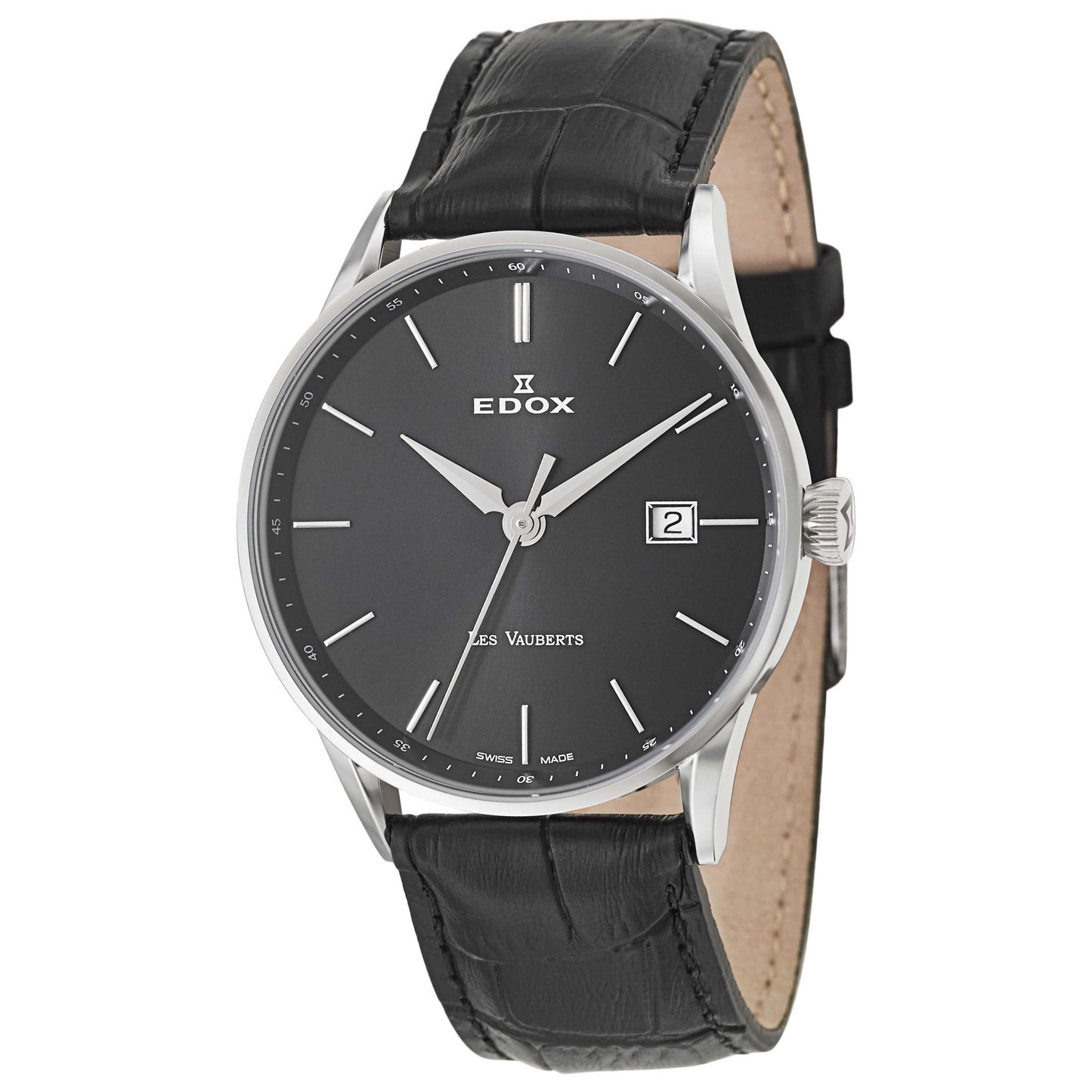 Front view of Edox Les Vauberts Men's Swiss Quartz (Battery-Powered) Watch 70172-3N-NIN