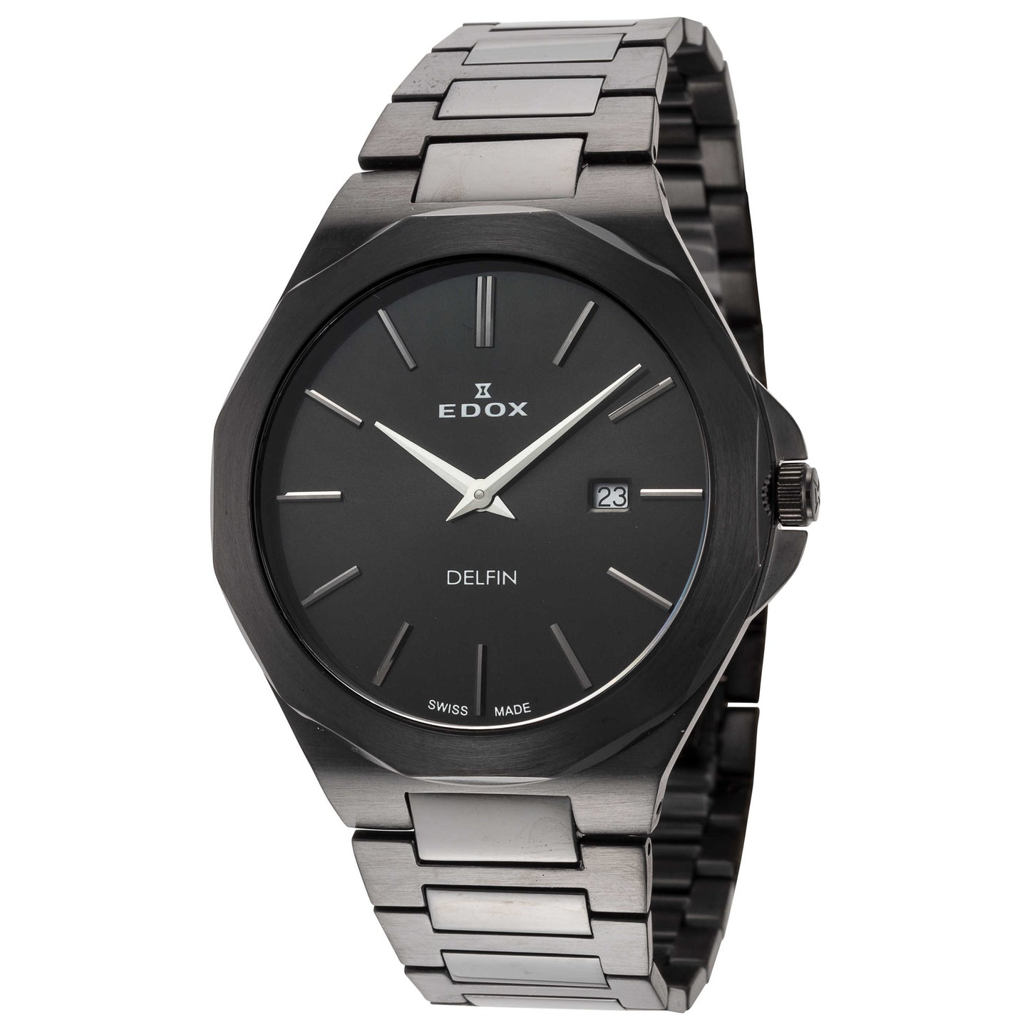 Front view of Edox Delfin Men's Quartz Watch 71289-37NM-NIG