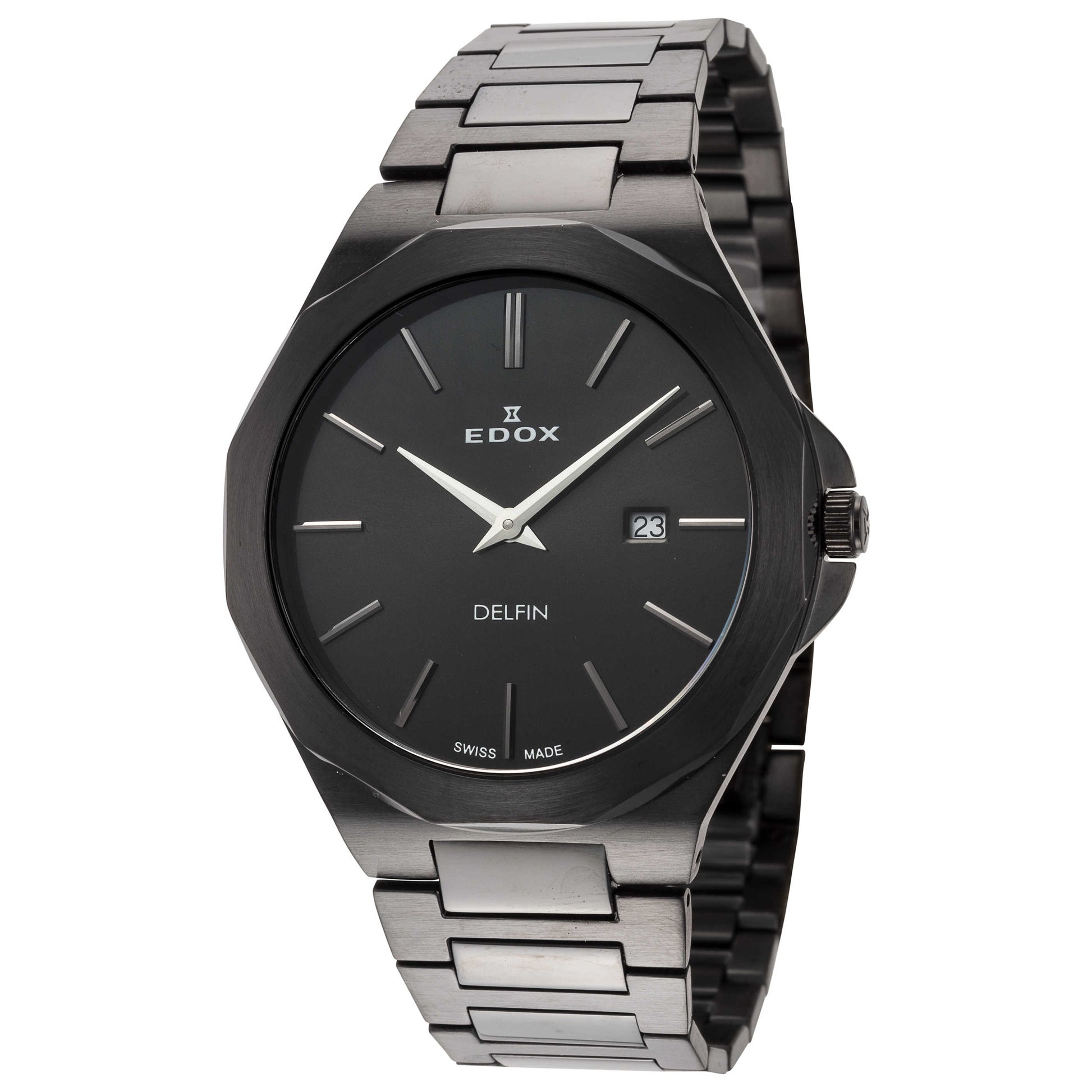 Front view of Edox Delfin Men's Quartz Watch 71289-37NM-NIG