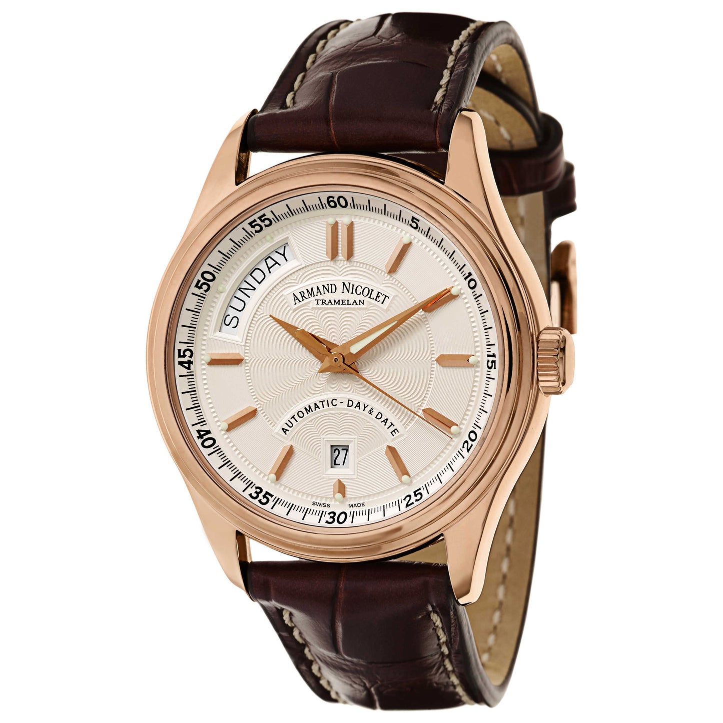 Front view of Armand Nicolet M02 Men's Automatic Watch 7141A-AG-P914MR2