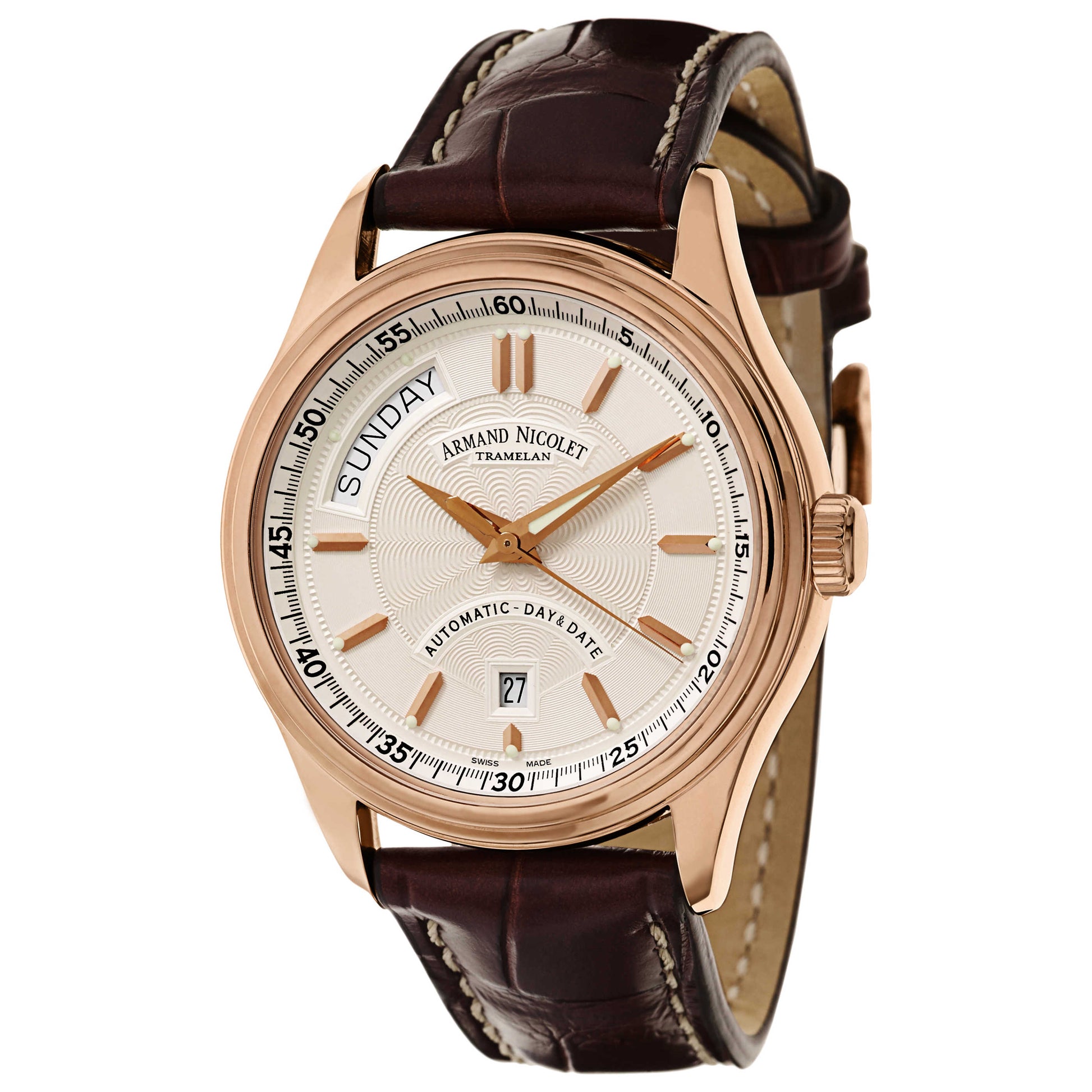 Front view of Armand Nicolet M02 Men's Automatic Watch 7141A-AG-P914MR2