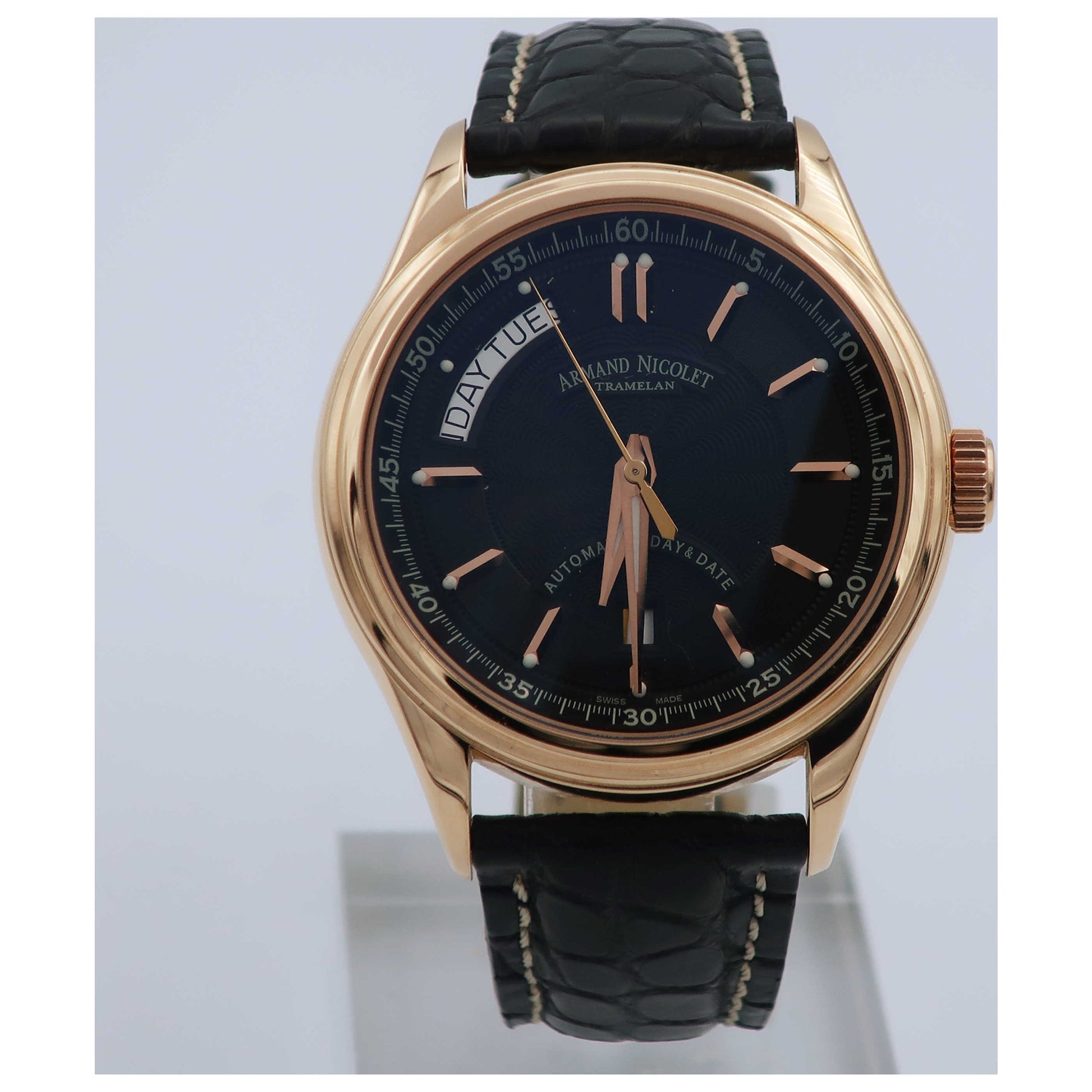 Front view of Armand Nicolet M02 Men's Automatic Watch 7141A-NR-P914NR2-PO