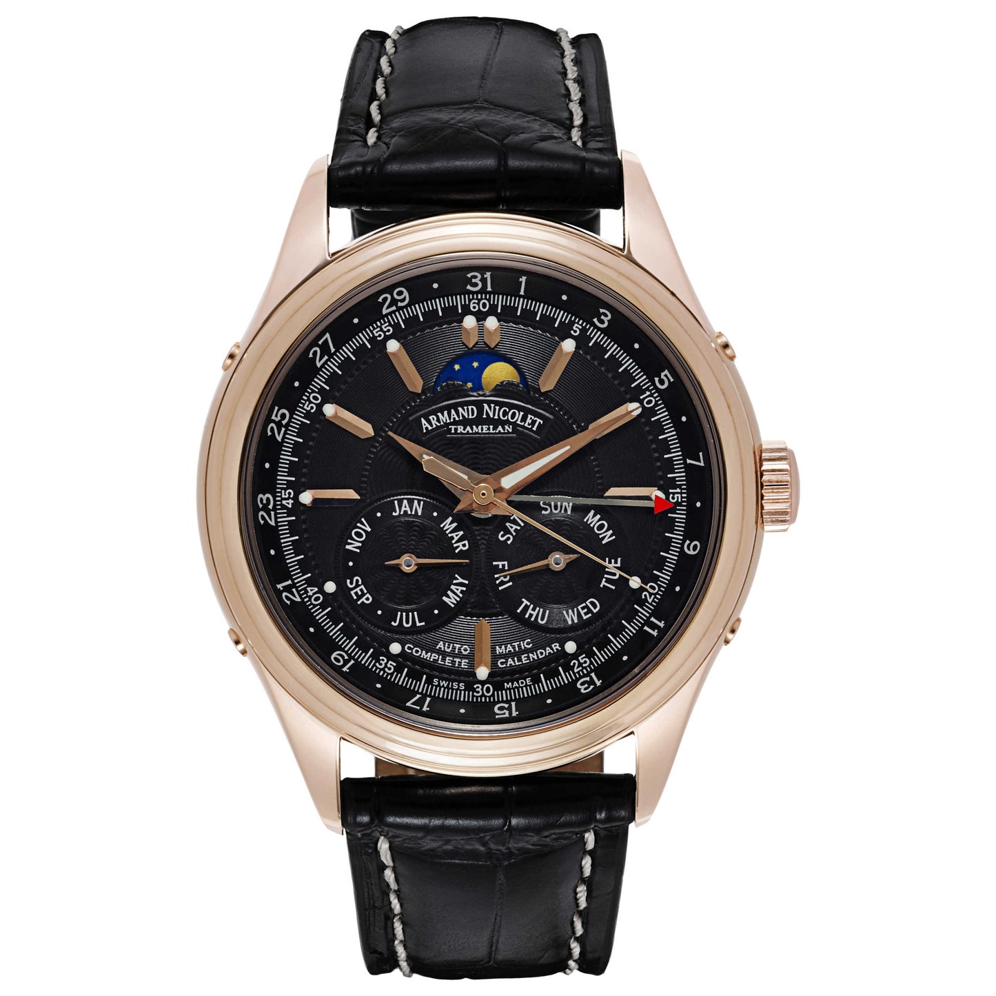 Front view of Armand Nicolet M02 Men's Automatic Watch 7142B-1-NR-P914NR2