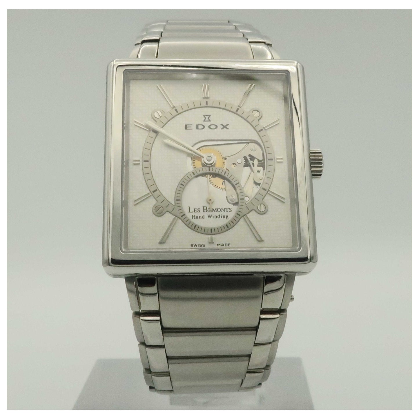 Front view of Edox Les Bemonts Men's Manual-Wind Watch 72012-3-AIN-PO