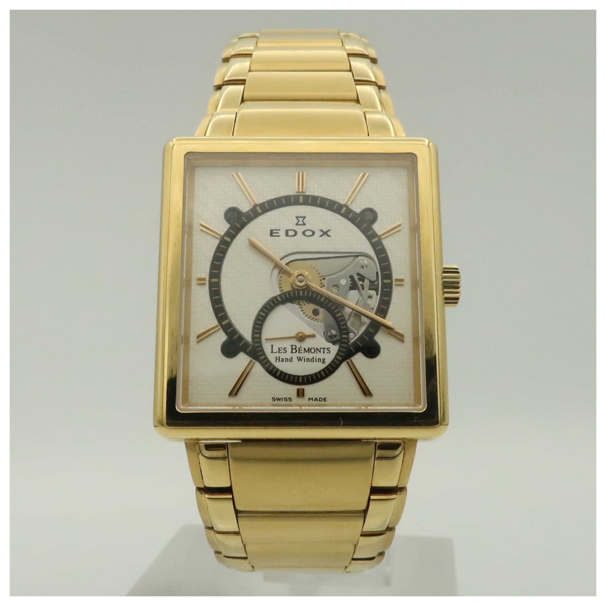 Front view of Edox Les Bemonts Men's Manual-Wind Watch 72012-37J-AID-PO