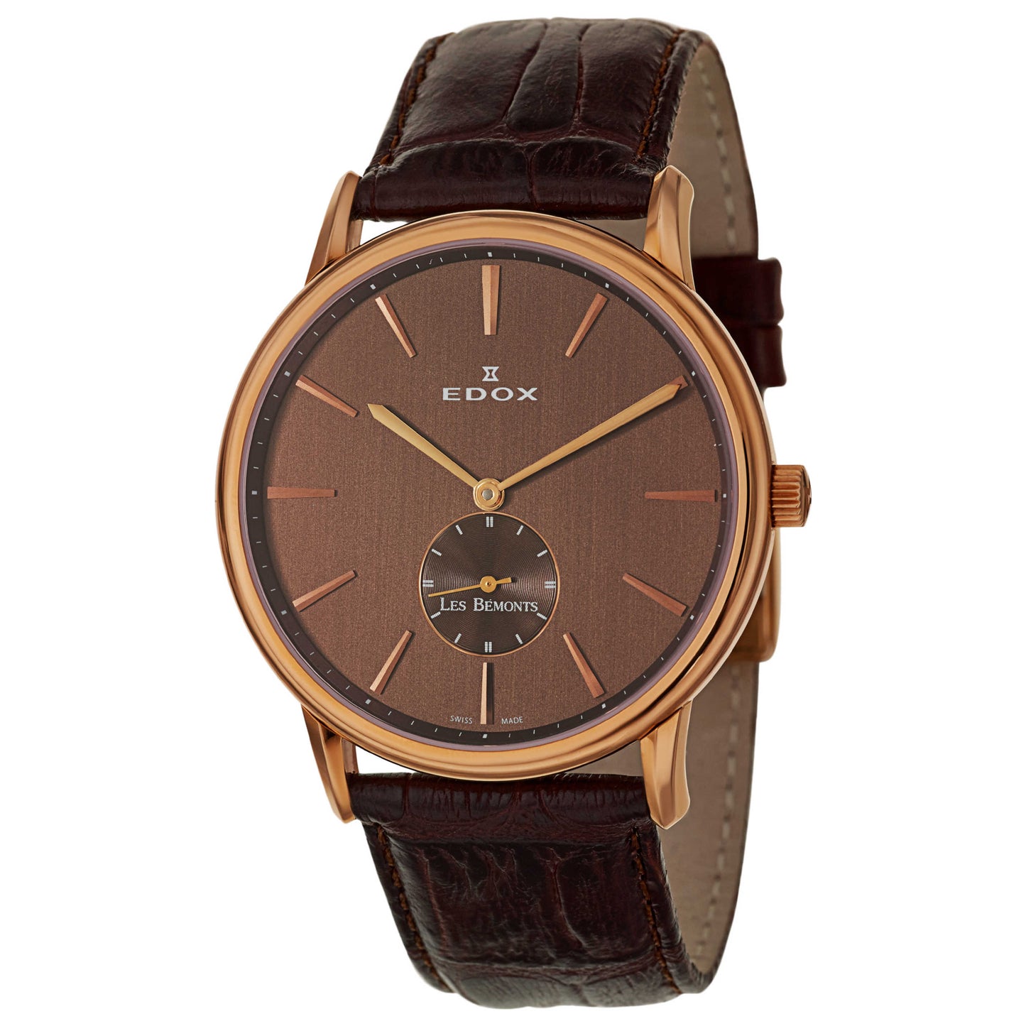 Front view of Edox Les Bemonts Men's Manual-Wind Watch 72013-37R-BRIR