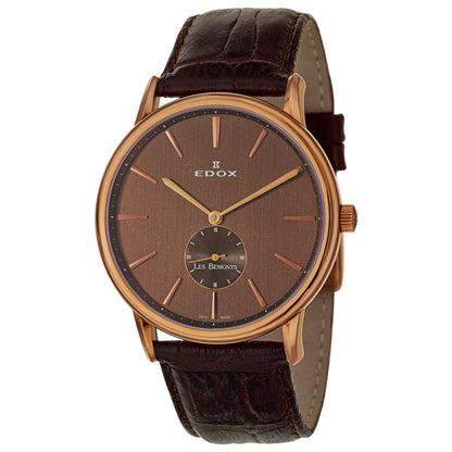 Front view of Edox Les Bemonts Men's Manual-Wind Watch 72013-37R-BRIR