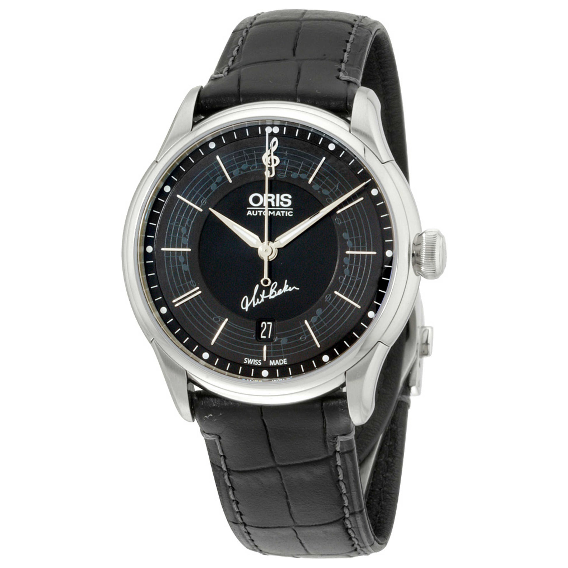 Front view of Oris Chet Baker Men's Automatic Watch 73375914084LSBLK