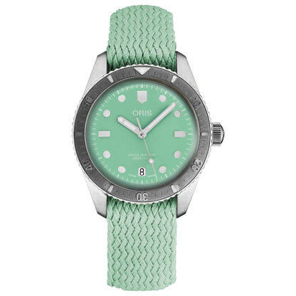 Front view of Oris Divers Sixty-Five Women's Automatic Watch 73377714057LS