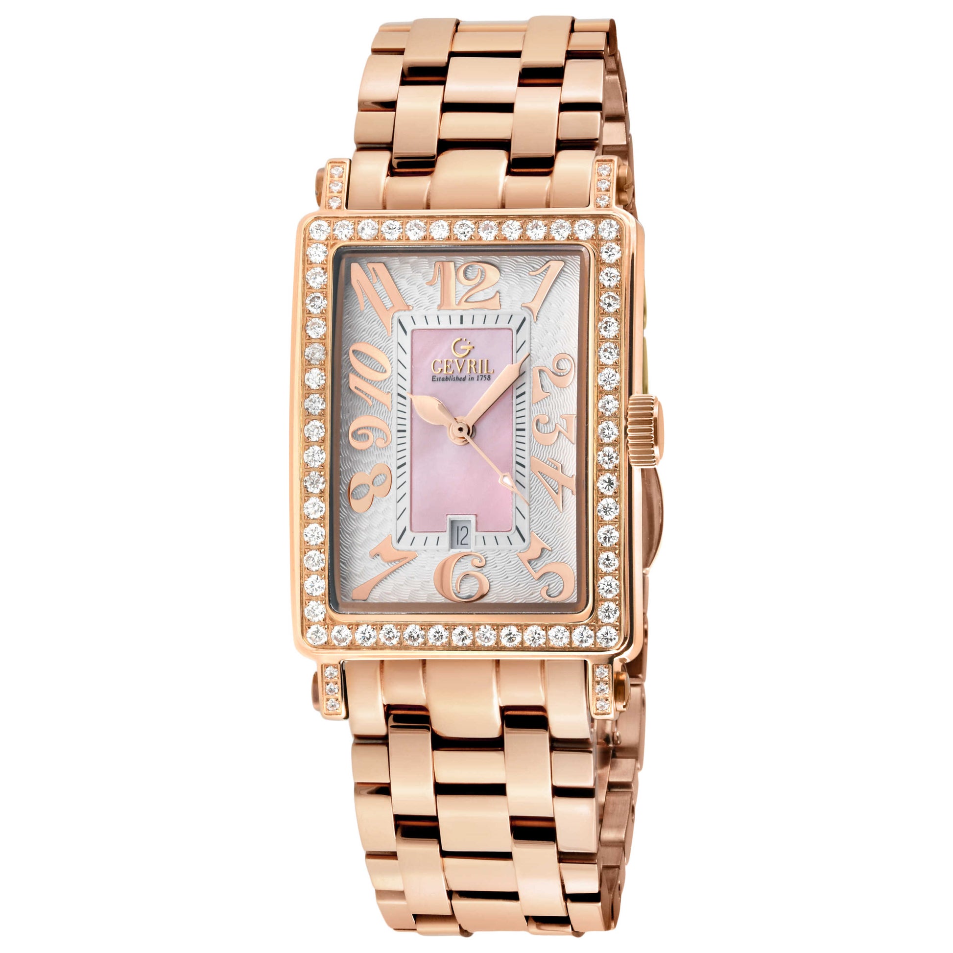 Front view of Gevril Avenue of Americas Mini Diamond Women's Quartz Watch 7345RLB