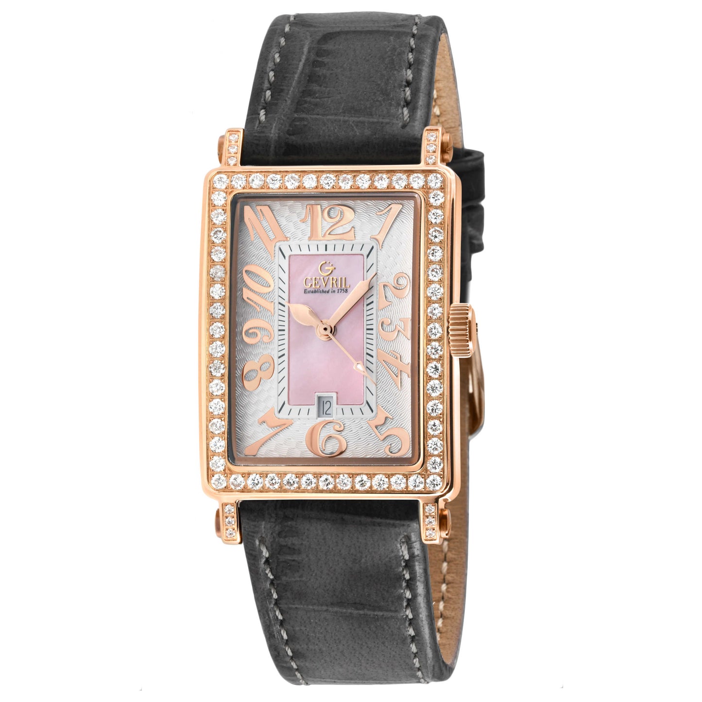 Front view of Gevril Avenue of Americas Mini Diamond Women's Quartz Watch 7345RL