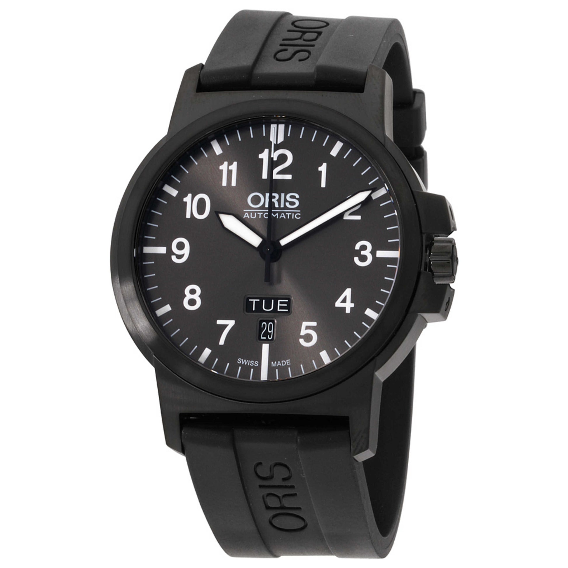 Front view of Oris BC3 Men's Automatic Watch 73576414733RSBLK