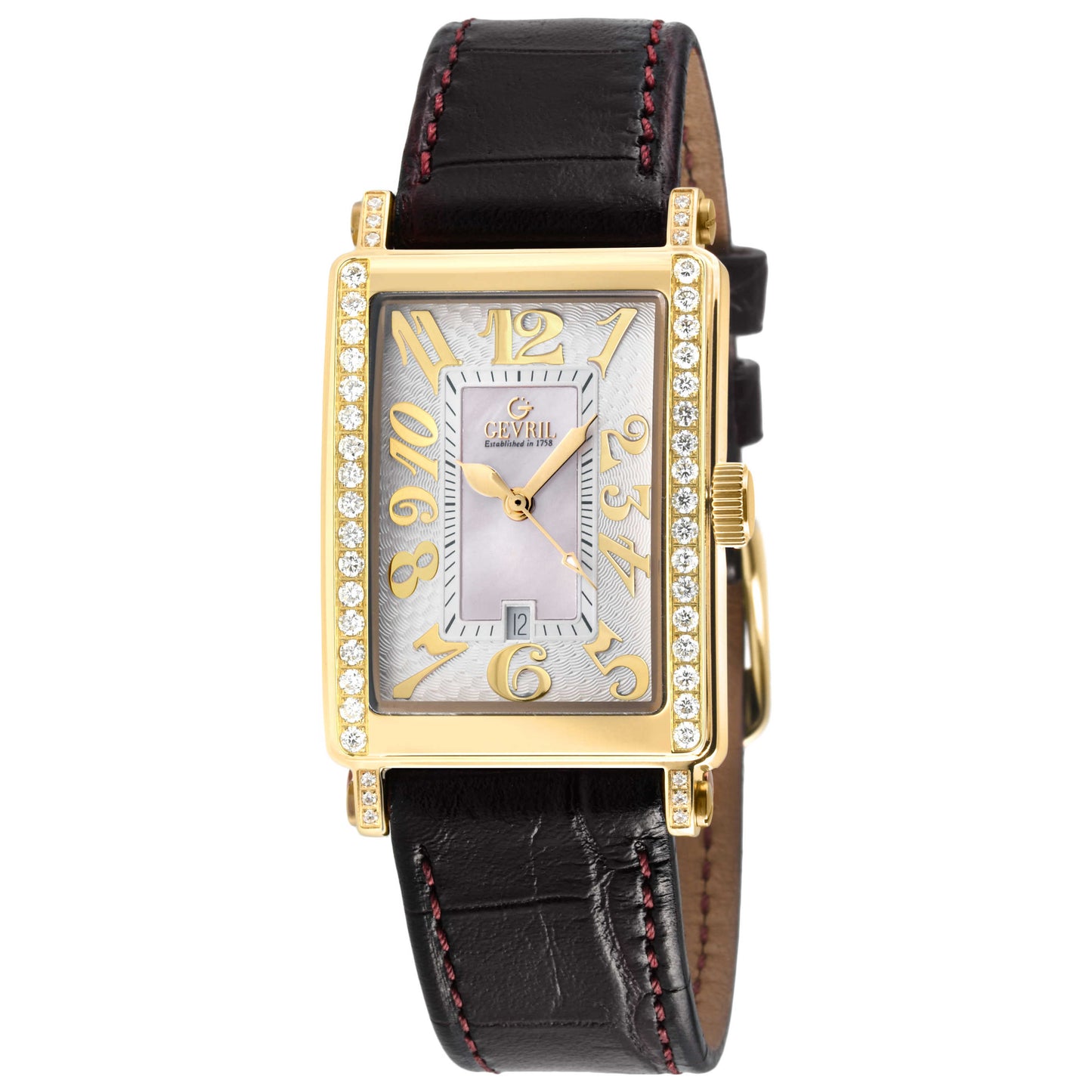 Front view of Gevril Avenue of Americas Mini Diamond Women's Quartz Watch 7449YE