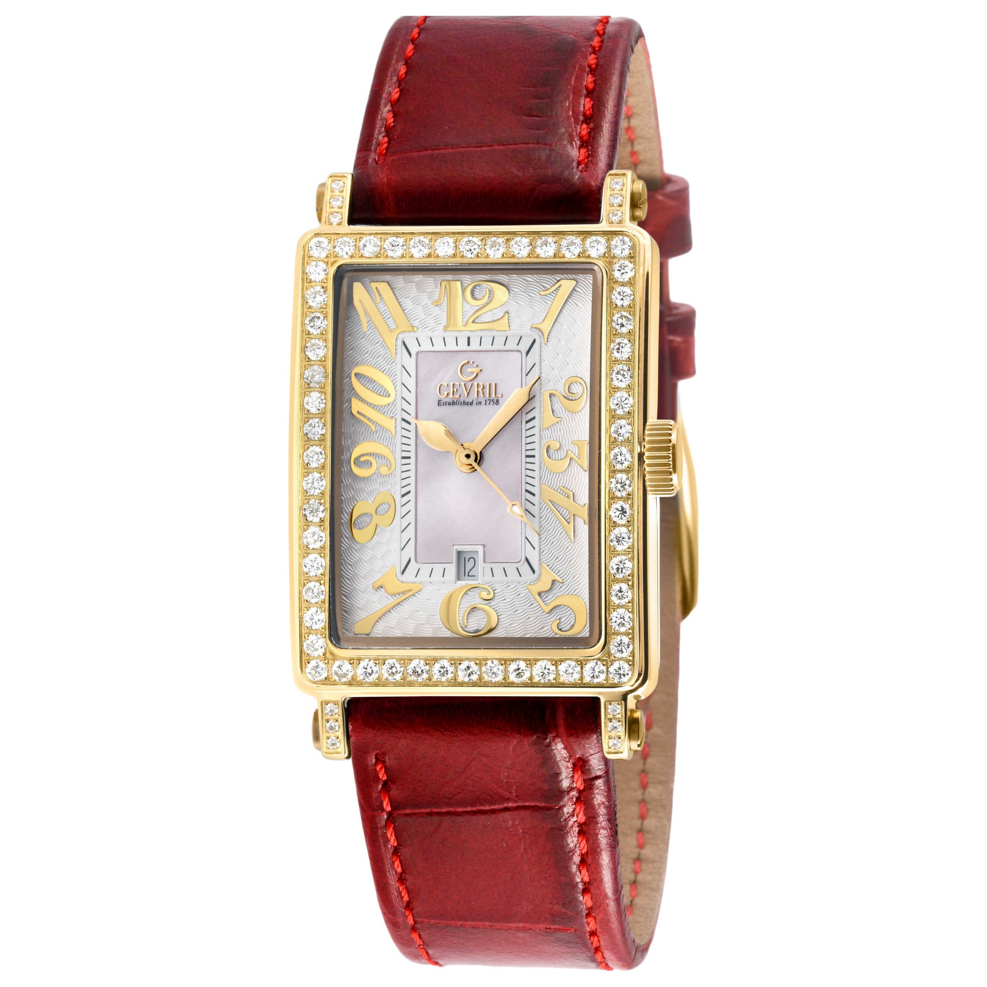 Front view of Gevril Avenue of Americas Mini Diamond Women's Quartz Watch 7449YL