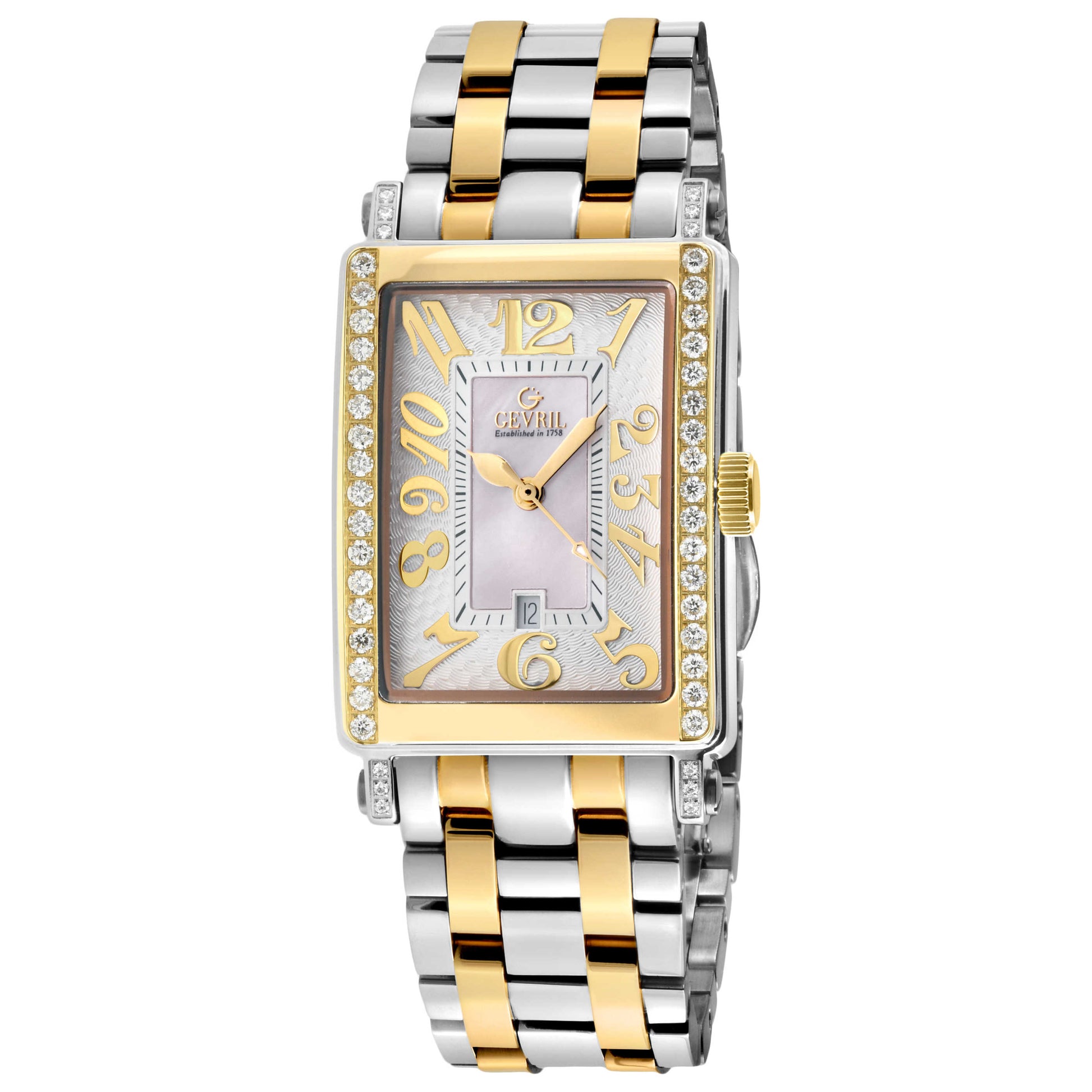 Front view of Gevril Avenue of Americas Mini Diamond Women's Quartz Watch 7544YEB