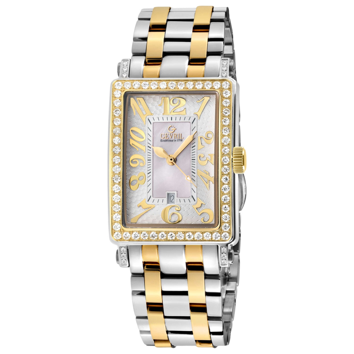 Front view of Gevril Avenue of Americas Mini Diamond Women's Quartz Watch 7544YLB