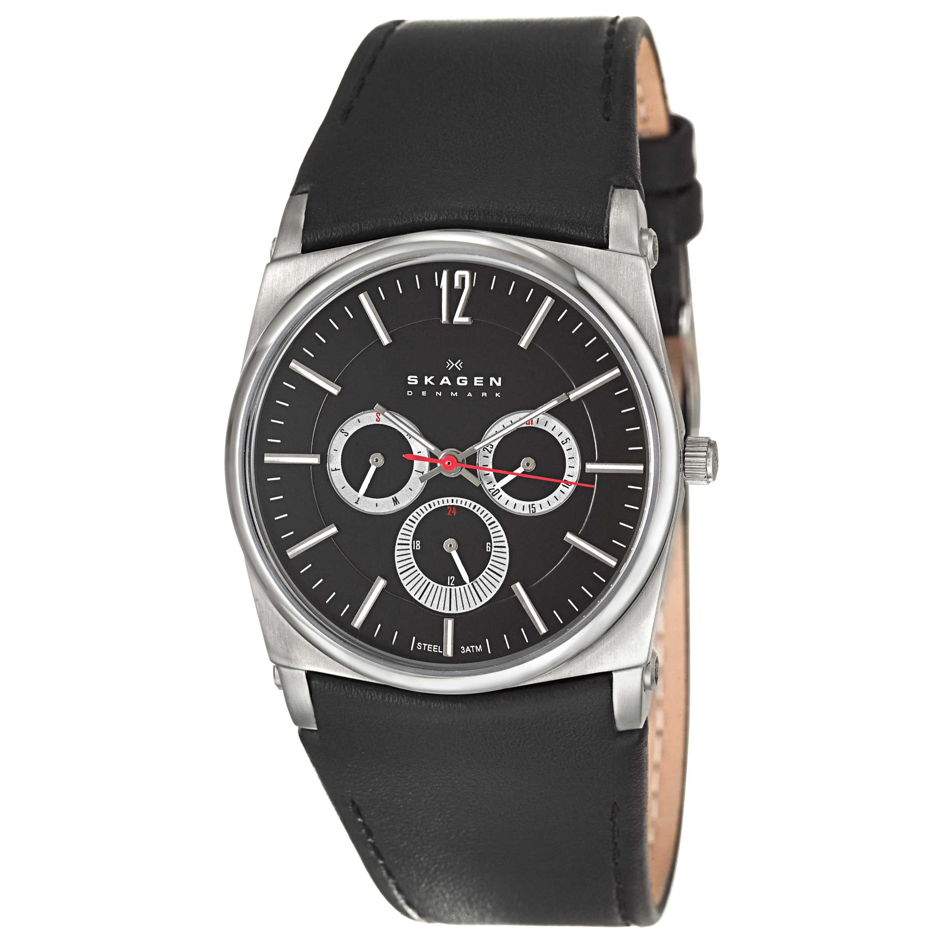 Front view of Skagen Leather Men's Japanese Quartz (Battery-Powered) Watch 759LSLB1