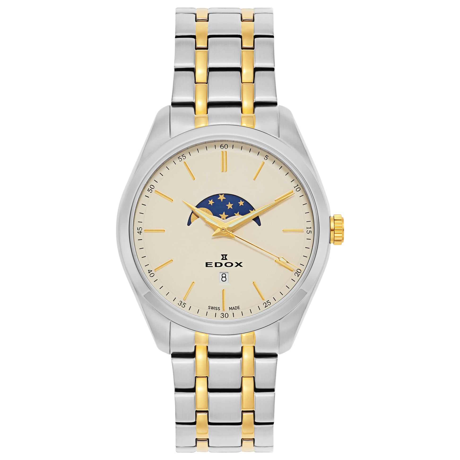 Front view of Edox Les Vauberts Men's Swiss Quartz (Battery-Powered) Watch 79018-357JM-BEID