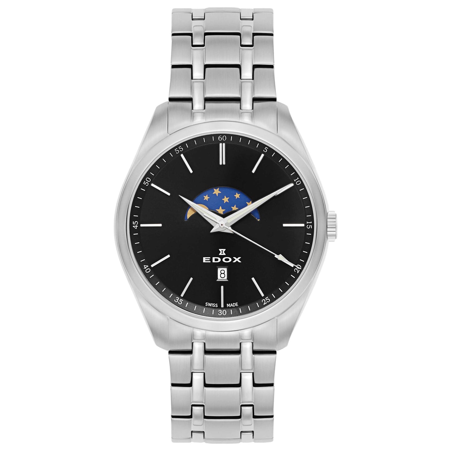 Front view of Edox Les Vauberts Men's Swiss Quartz (Battery-Powered) Watch 79018-3M-NIN