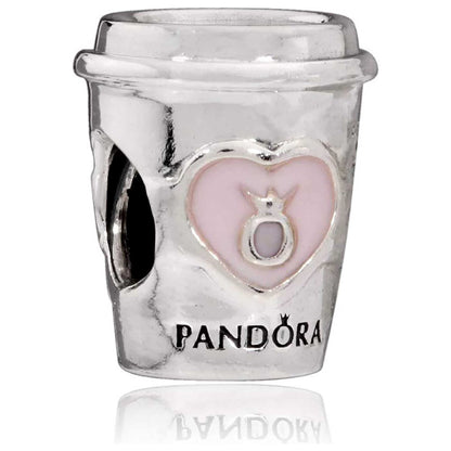 Front view of Pandora Take a Break Coffee Cup Women's Charm 797185EN160