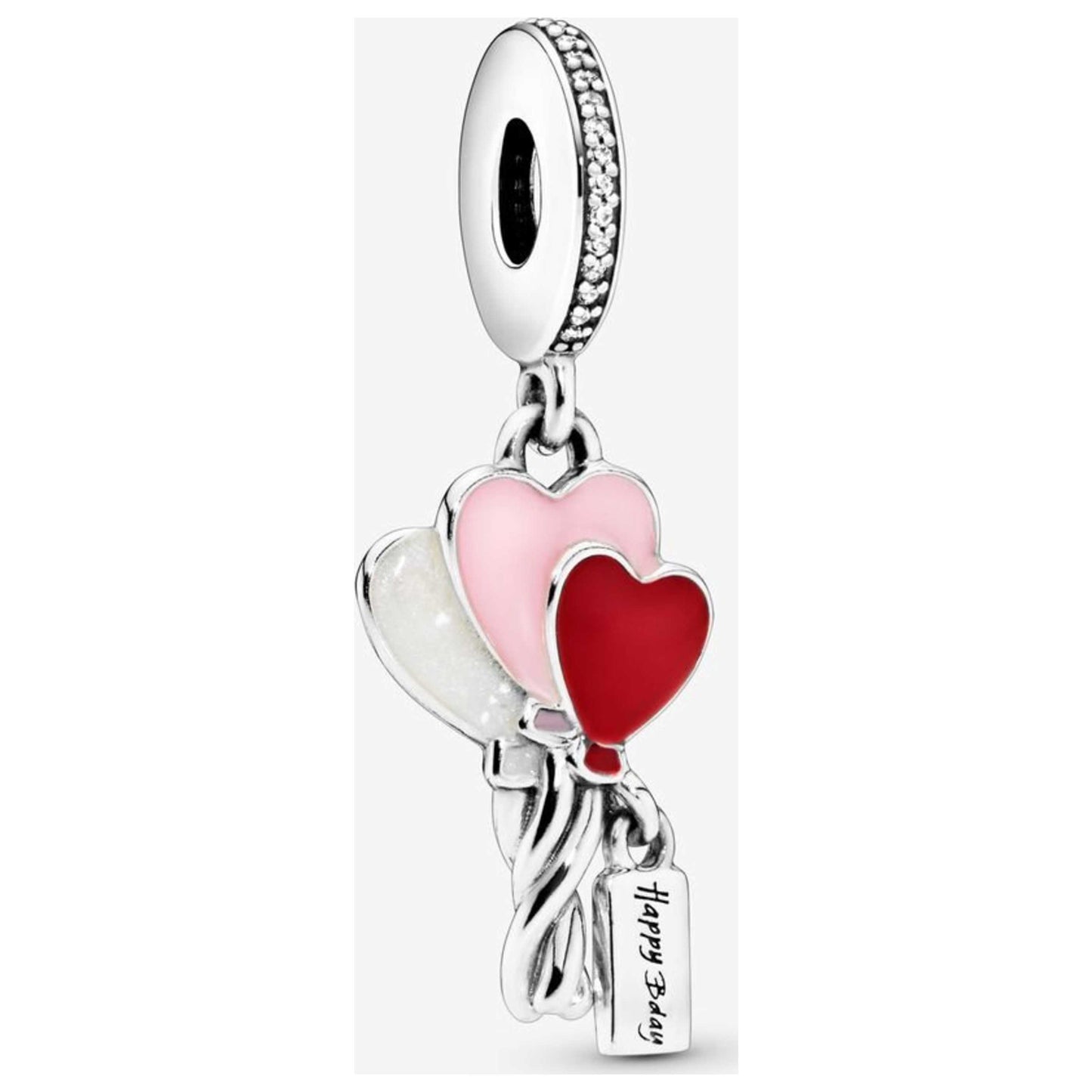 Front view of Pandora Happy Bday Balloon Women's Charm 798076CZ
