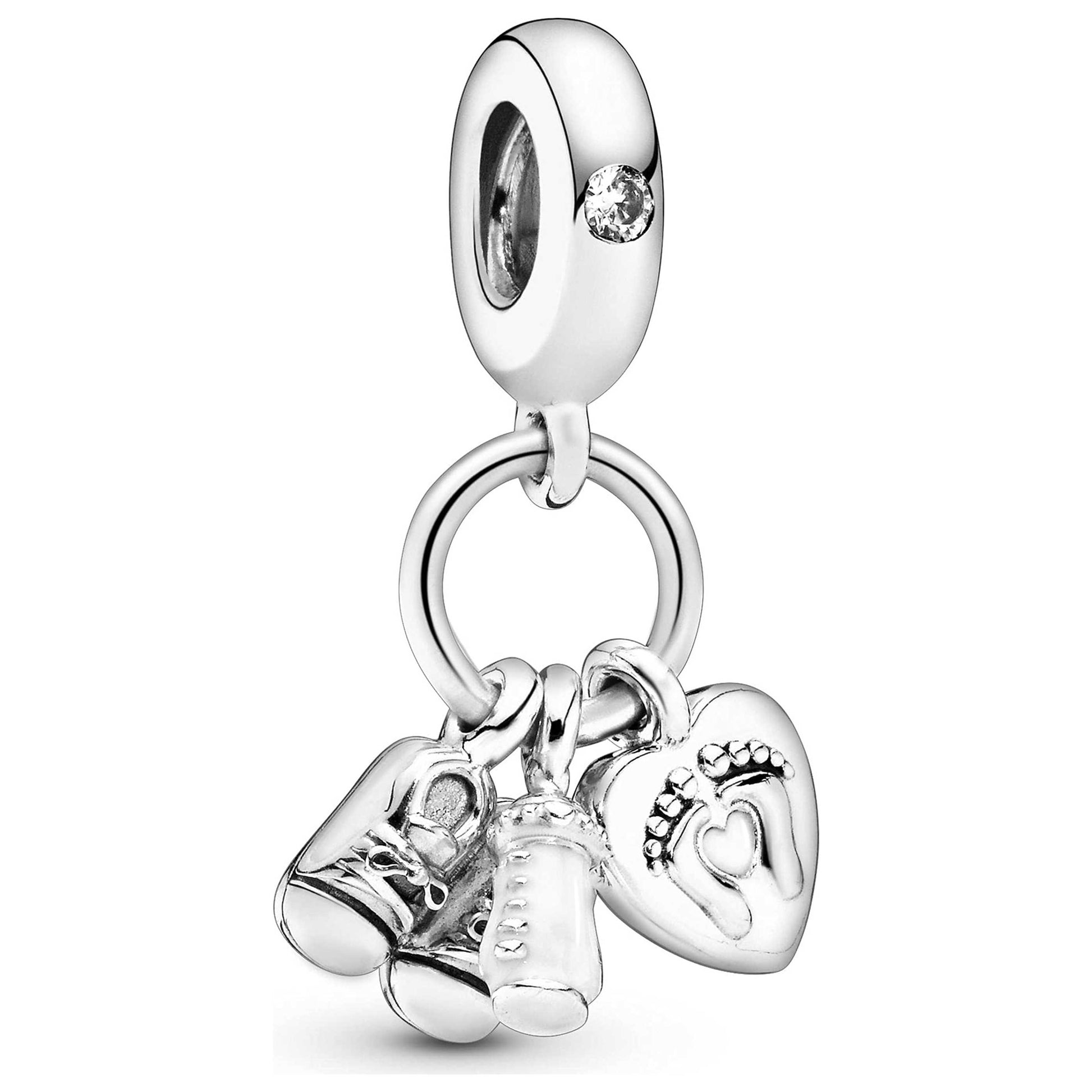Front view of Pandora Baby Bottle and Shoes Women's Charm 798106CZ