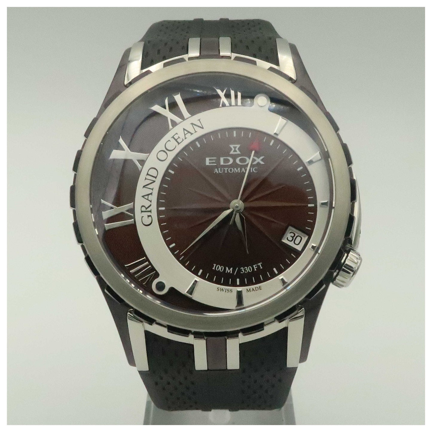 Front view of Edox Grand Ocean Men's Automatic Watch 80080-357BR-BRIN-SDV