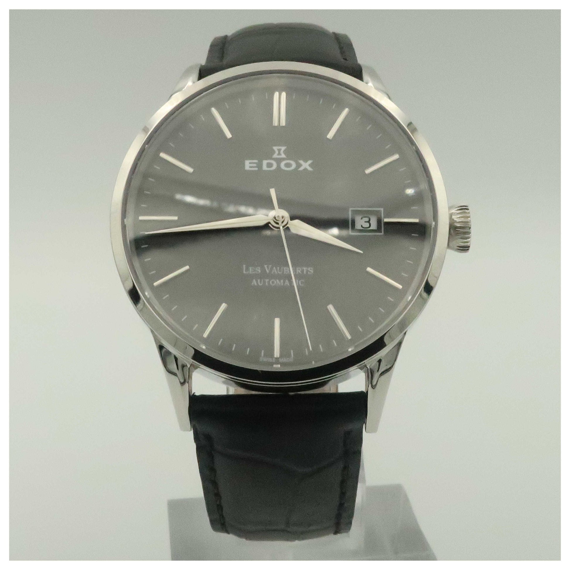 Front view of Edox Les Vauberts Men's Automatic Watch 80081-3-NIN-SDV