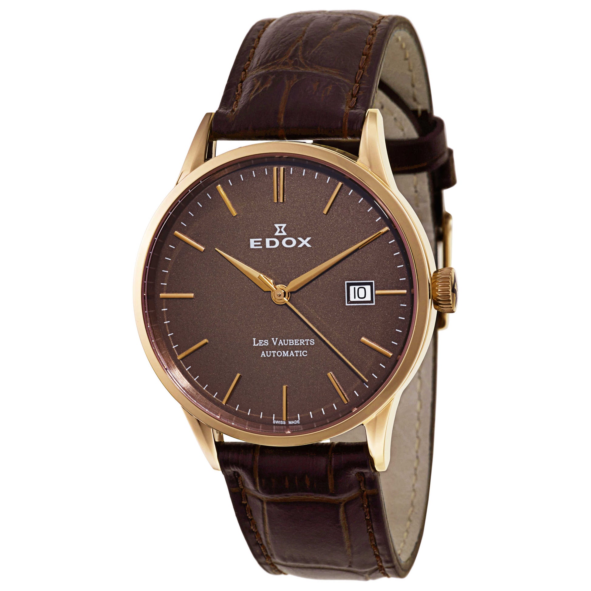 Front view of Edox Les Vauberts Men's Automatic Watch 80081-37R-BRIR