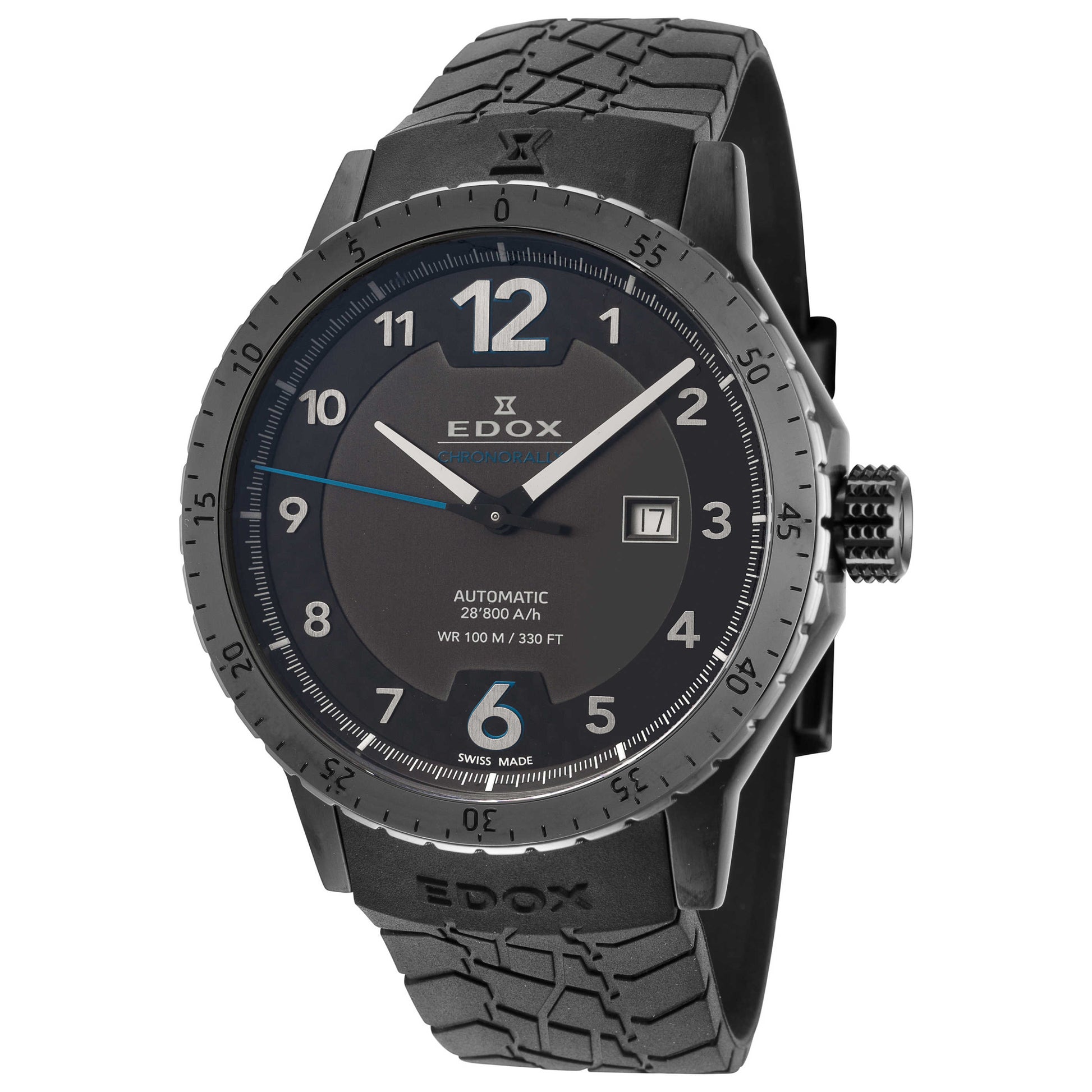 Front view of Edox Chronorally 1 Men's Automatic Watch 80094-37GN-NBU1