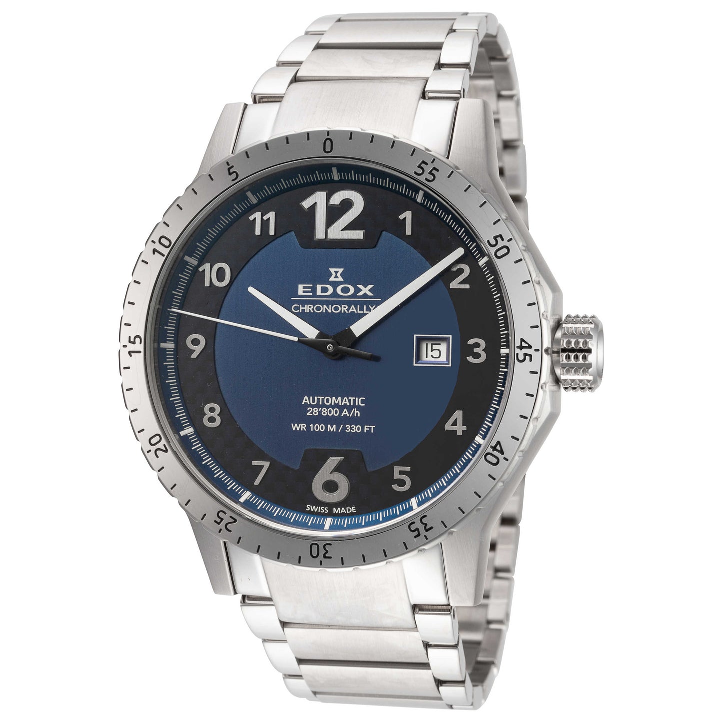 Front view of Edox Chronorally 1 Men's Automatic Watch 80094-3NM-BU1