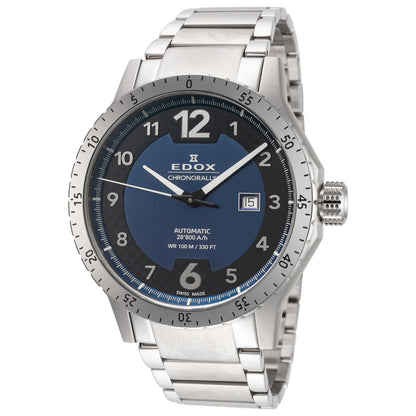 Front view of Edox Chronorally 1 Men's Automatic Watch 80094-3NM-BU1