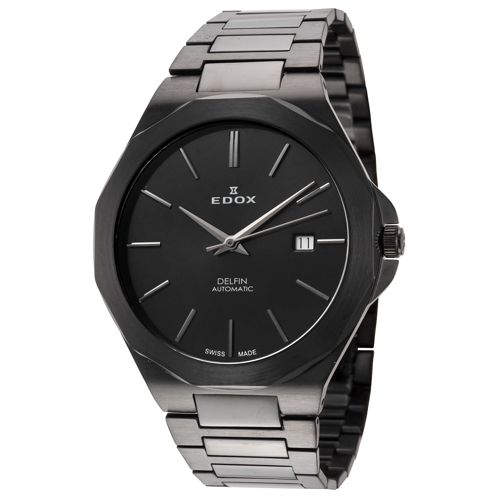 Front view of Edox Delfin Men's Automatic Watch 80117-37NM-NIG