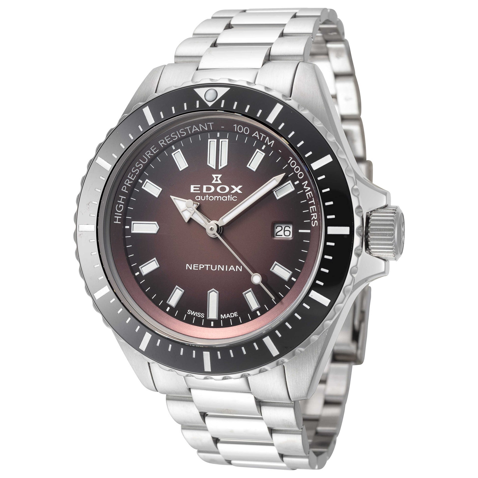 Front view of Edox Neptunian Men's Automatic Watch 80120-3NM-BRD