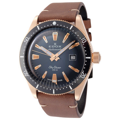 Front view of Edox SkyDiver Men's Automatic Watch 80126-BRN-BUIDR