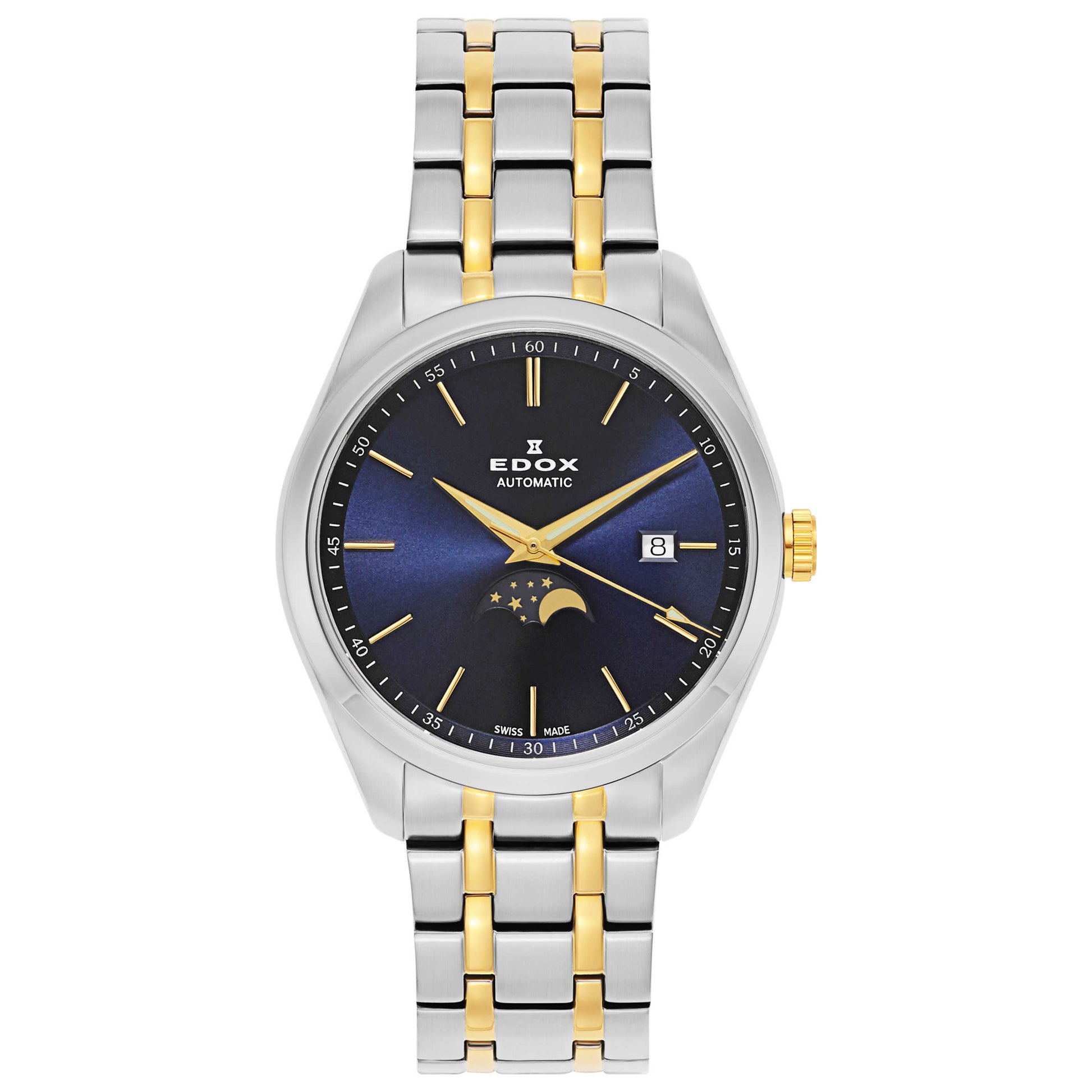 Front view of Edox Les Vauberts Men's Automatic Watch 80505-357JM-BUID