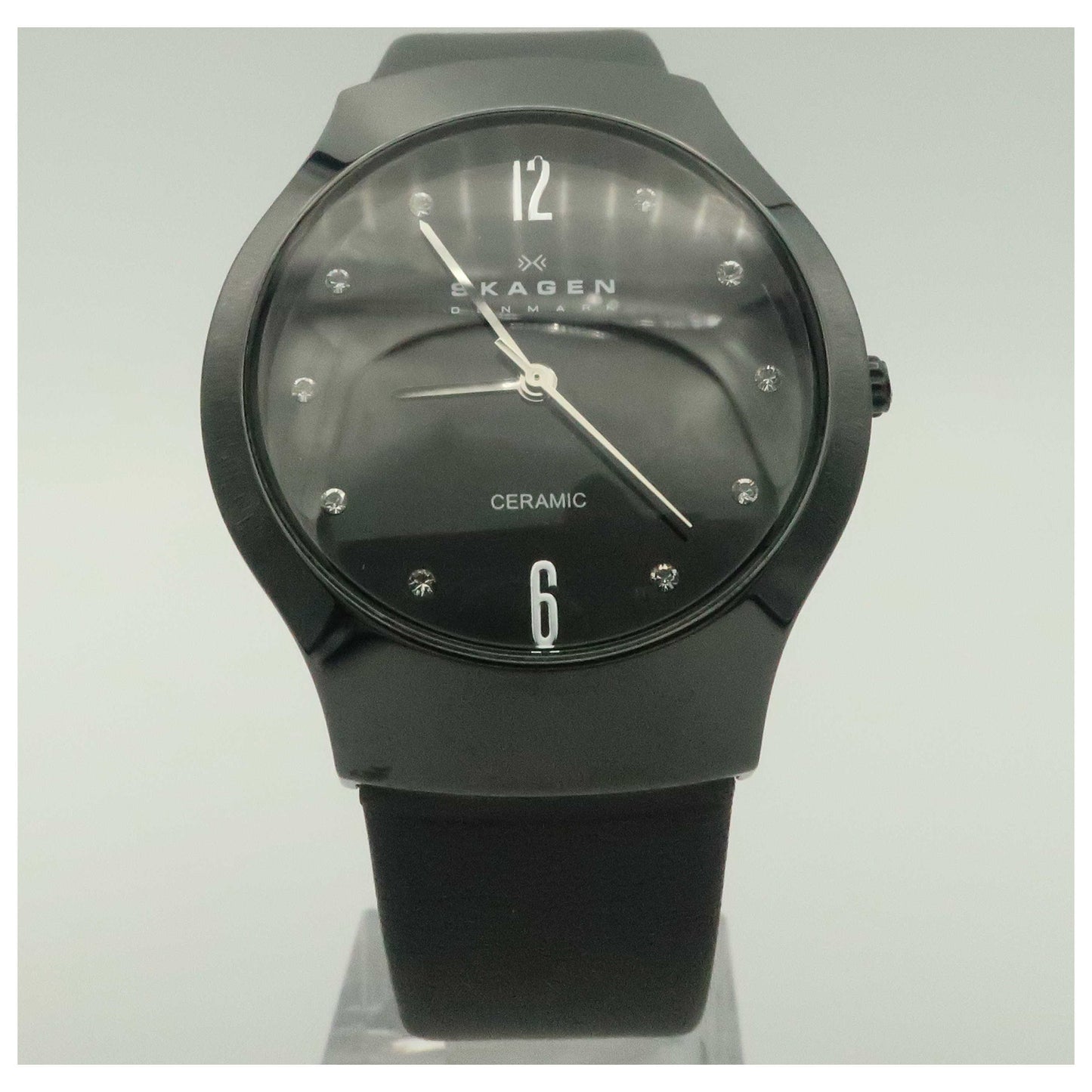 Front view of Skagen Ceramic Women's Japanese Quartz (Battery-Powered) Watch 817SBLBC-SD