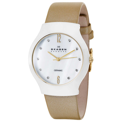 Front view of Skagen Ceramic Women's Japanese Quartz (Battery-Powered) Watch 817SWLTC