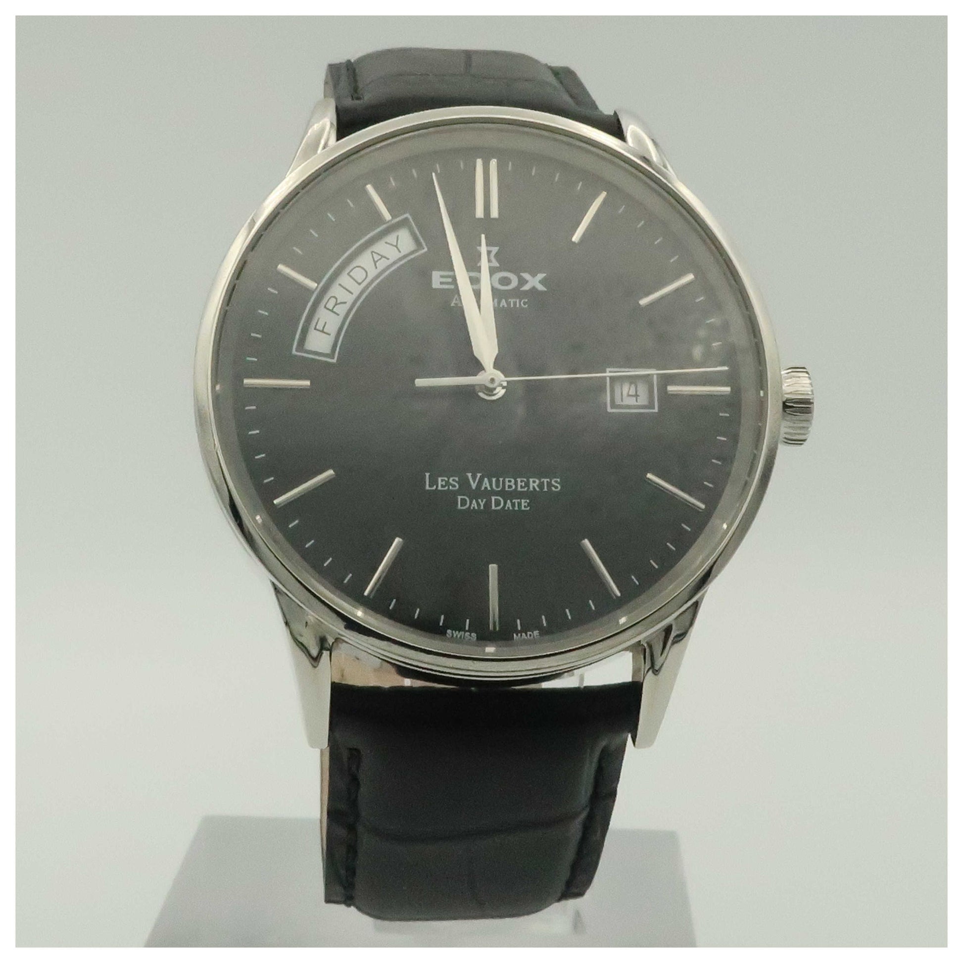 Front view of Edox Les Vauberts Men's Automatic Watch 83007-3-NIN-SDV
