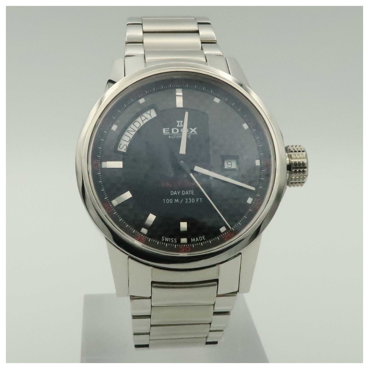 Front view of Edox WRC Men's Automatic Watch 83009-3-NIN-PO