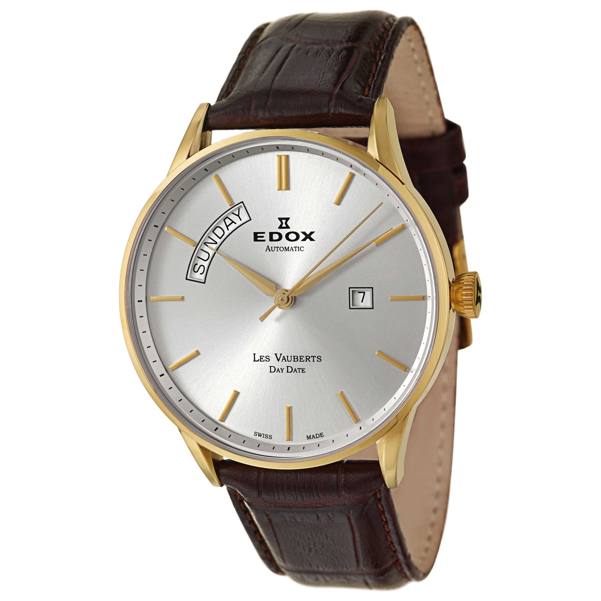 Front view of Edox Les Vauberts Men's Automatic Watch 83010-37J-AID