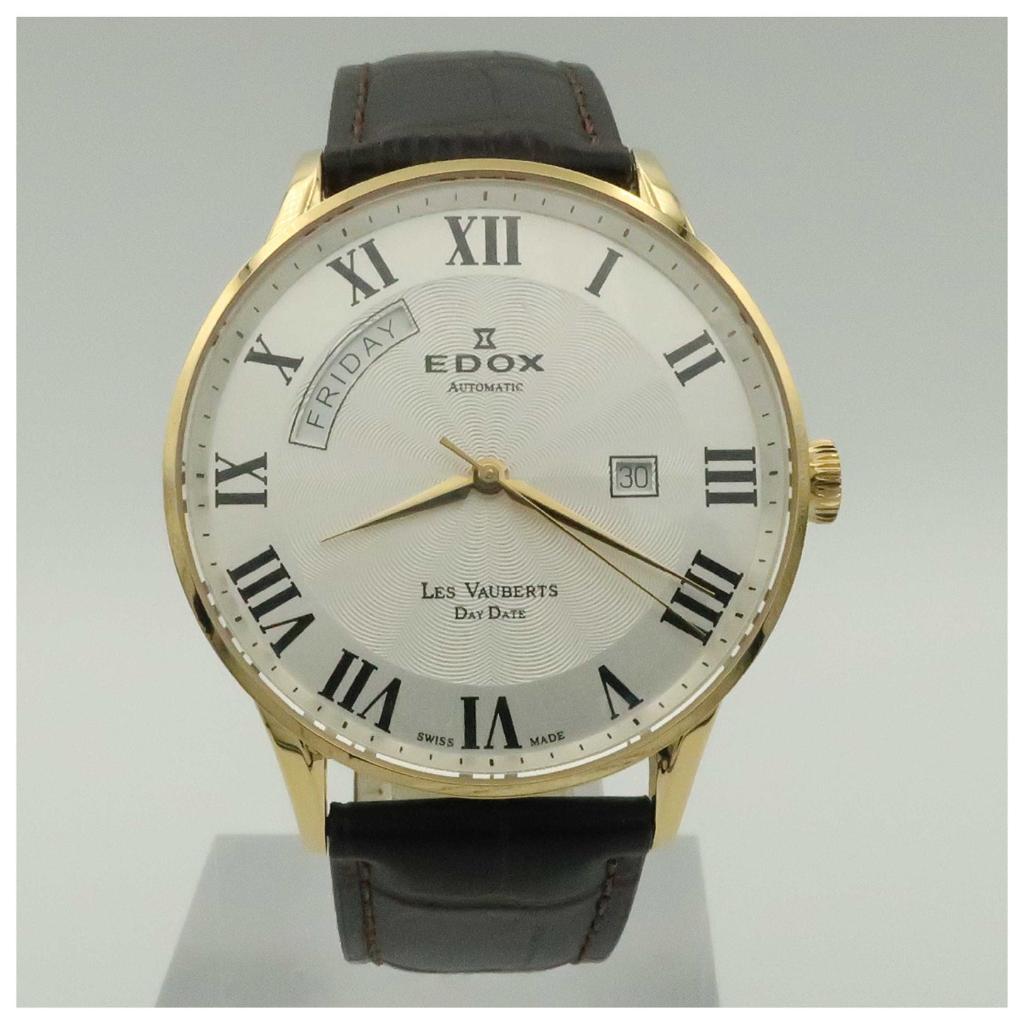 Front view of Edox Les Vauberts Men's Automatic Watch 83010-37J-AR-SDV