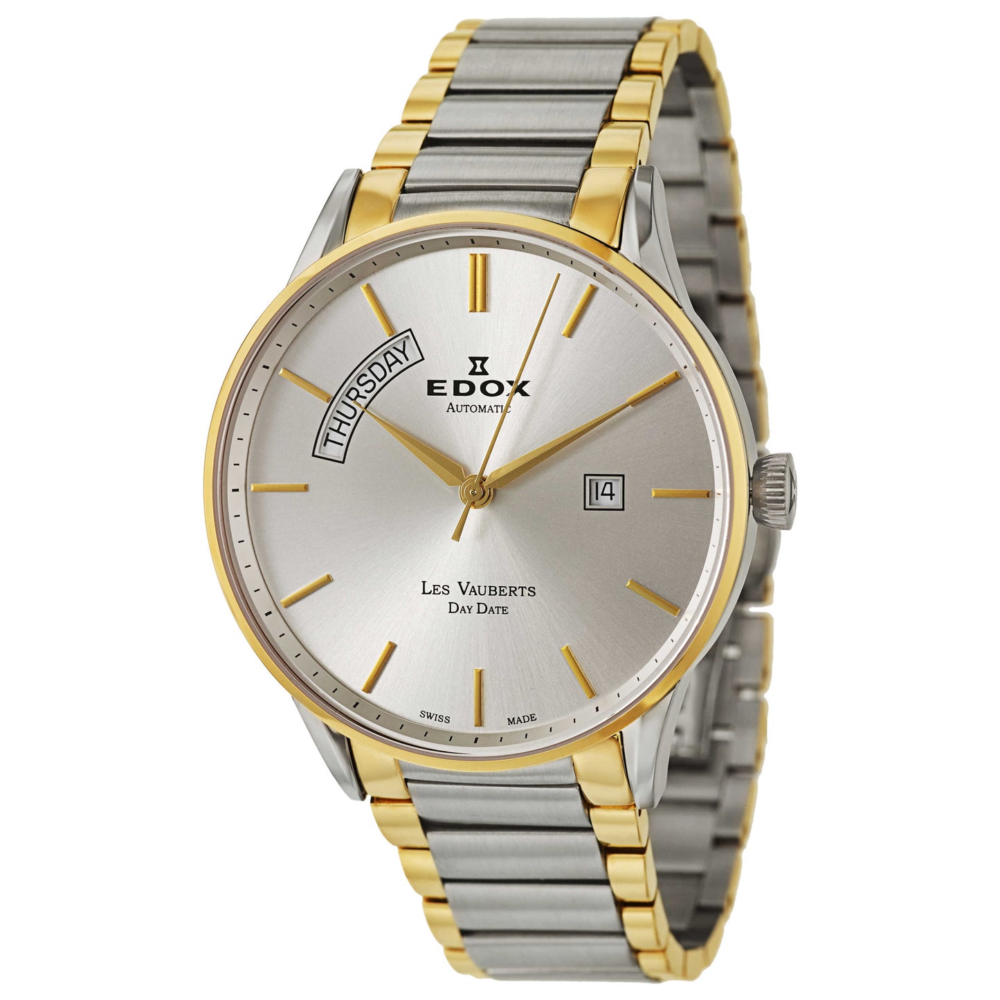 Front view of Edox Les Vauberts Men's Automatic Watch 83011-357J-AID