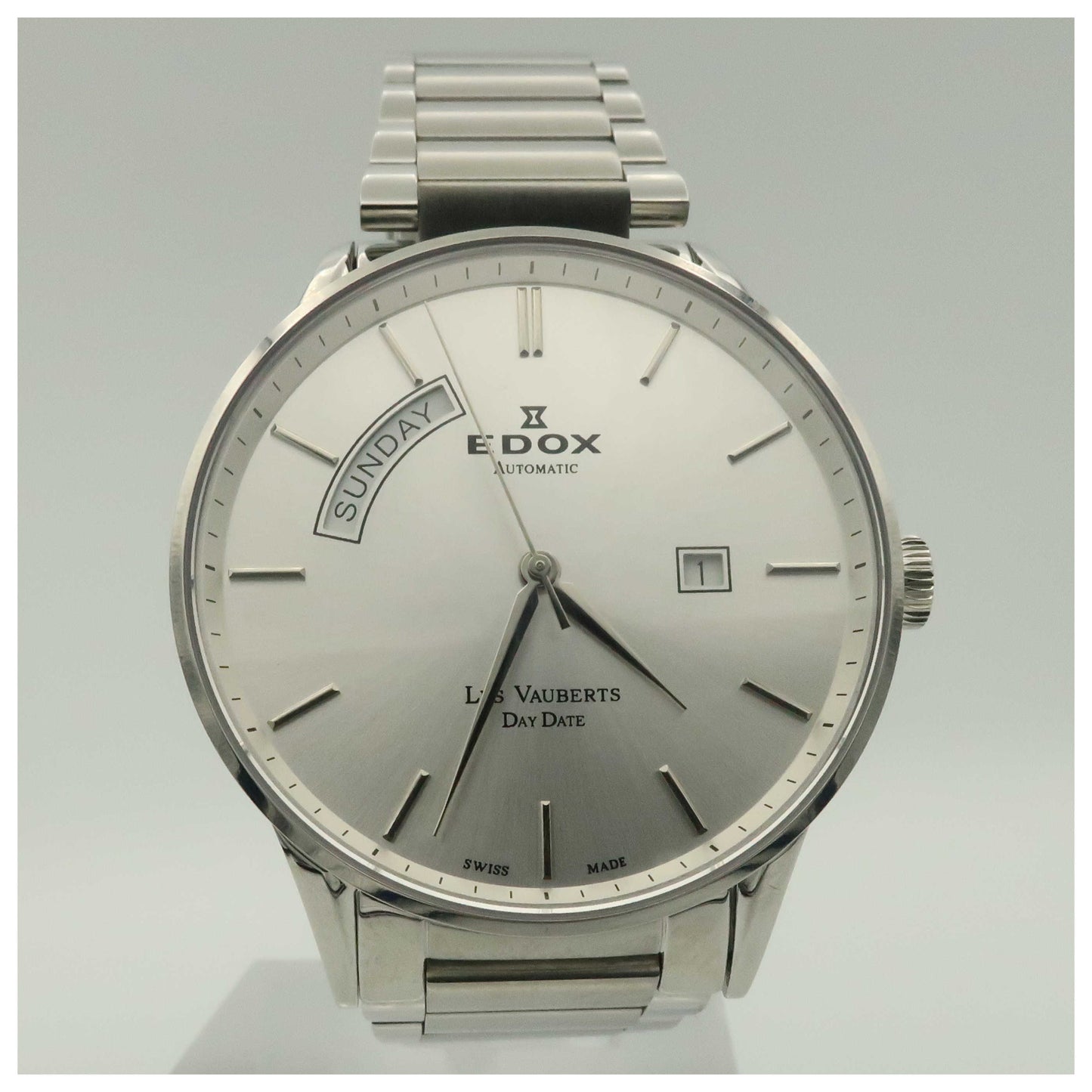 Front view of Edox Les Vauberts Men's Automatic Watch 83011-3B-AIN-SDV
