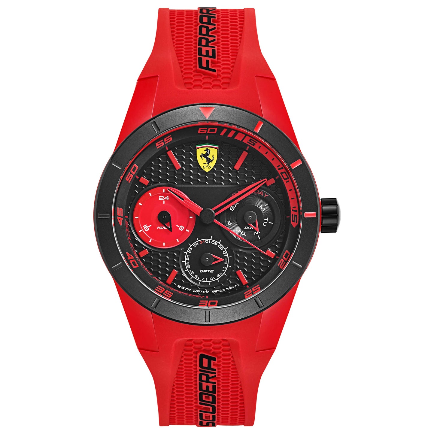 Front view of Ferrari Red Rev Men's Japanese Quartz (Battery-Powered) Watch 830258